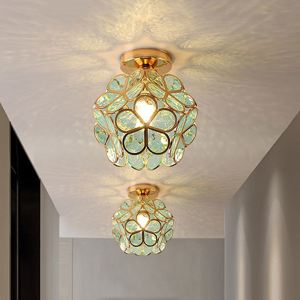 Artistic Glass Ceiling Light with Floral Design - FlowerHall
