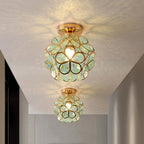 Artistic Glass Ceiling Light with Floral Design - FlowerHall