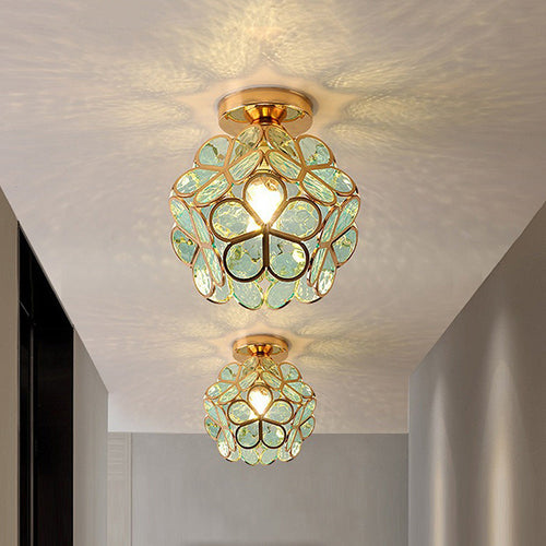 Artistic Glass Ceiling Light with Floral Design - FlowerHall
