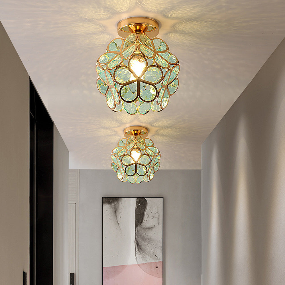 Artistic Glass Ceiling Light with Floral Design - FlowerHall