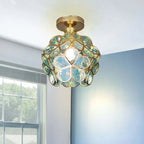 Artistic Glass Ceiling Light with Floral Design - FlowerHall