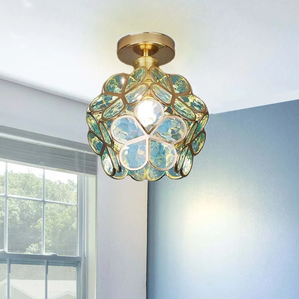 Artistic Glass Ceiling Light with Floral Design - FlowerHall