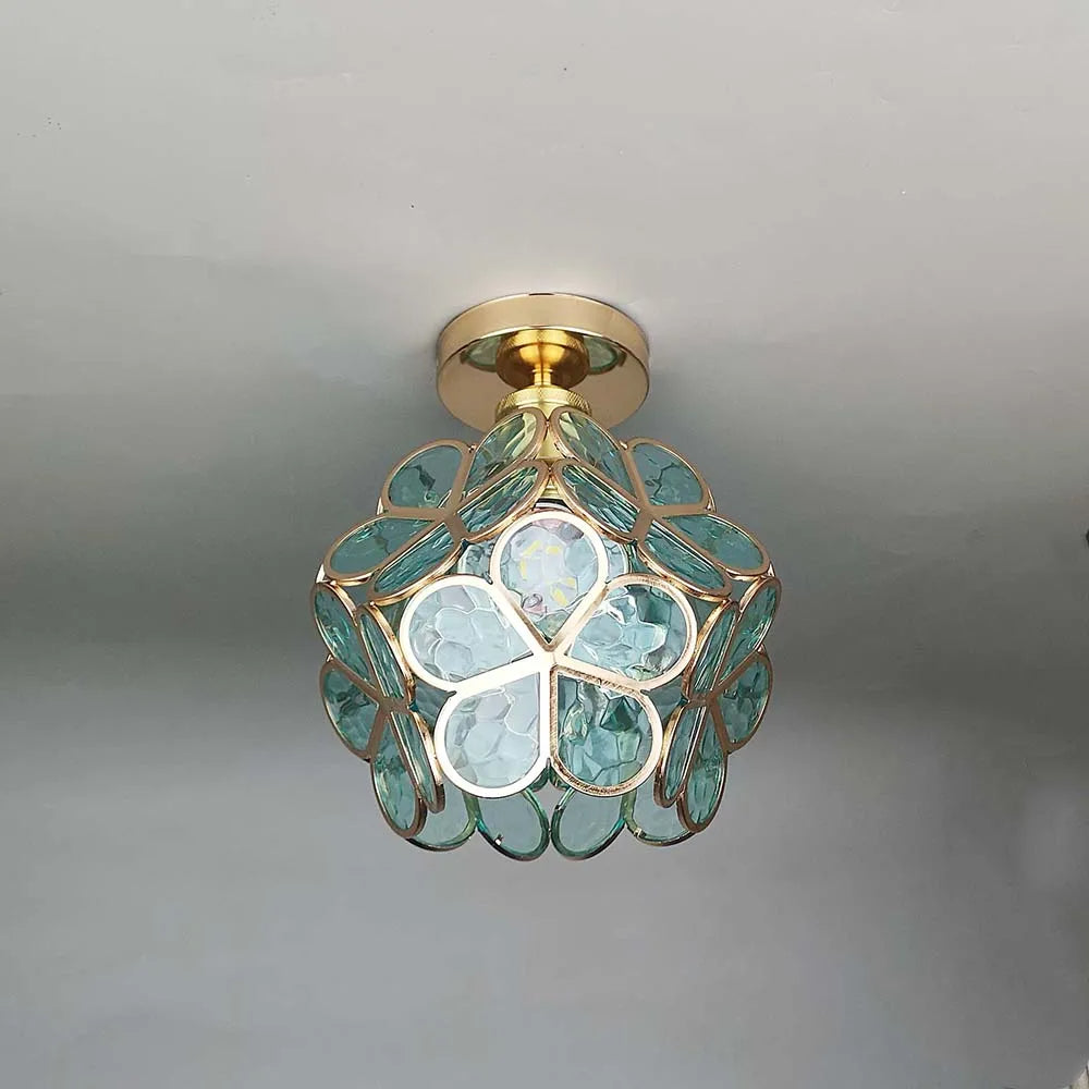 Artistic Glass Ceiling Light with Floral Design - FlowerHall