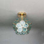Artistic Glass Ceiling Light with Floral Design - FlowerHall