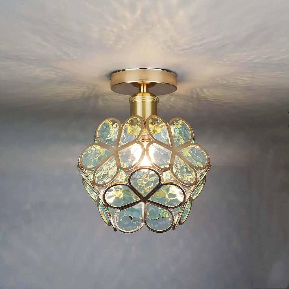 Artistic Glass Ceiling Light with Floral Design - FlowerHall