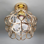 Artistic Glass Ceiling Light with Floral Design - FlowerHall in pink in a hallway