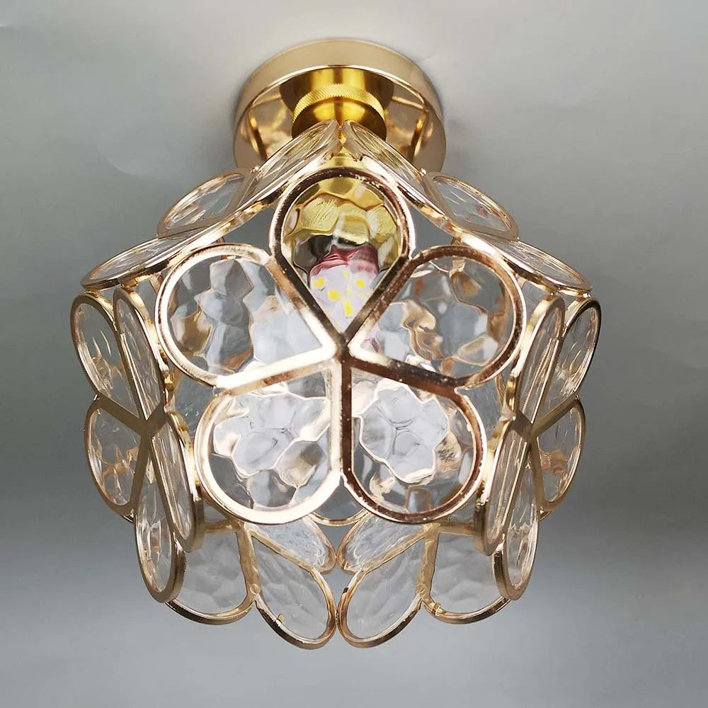 Artistic Glass Ceiling Light with Floral Design - FlowerHall