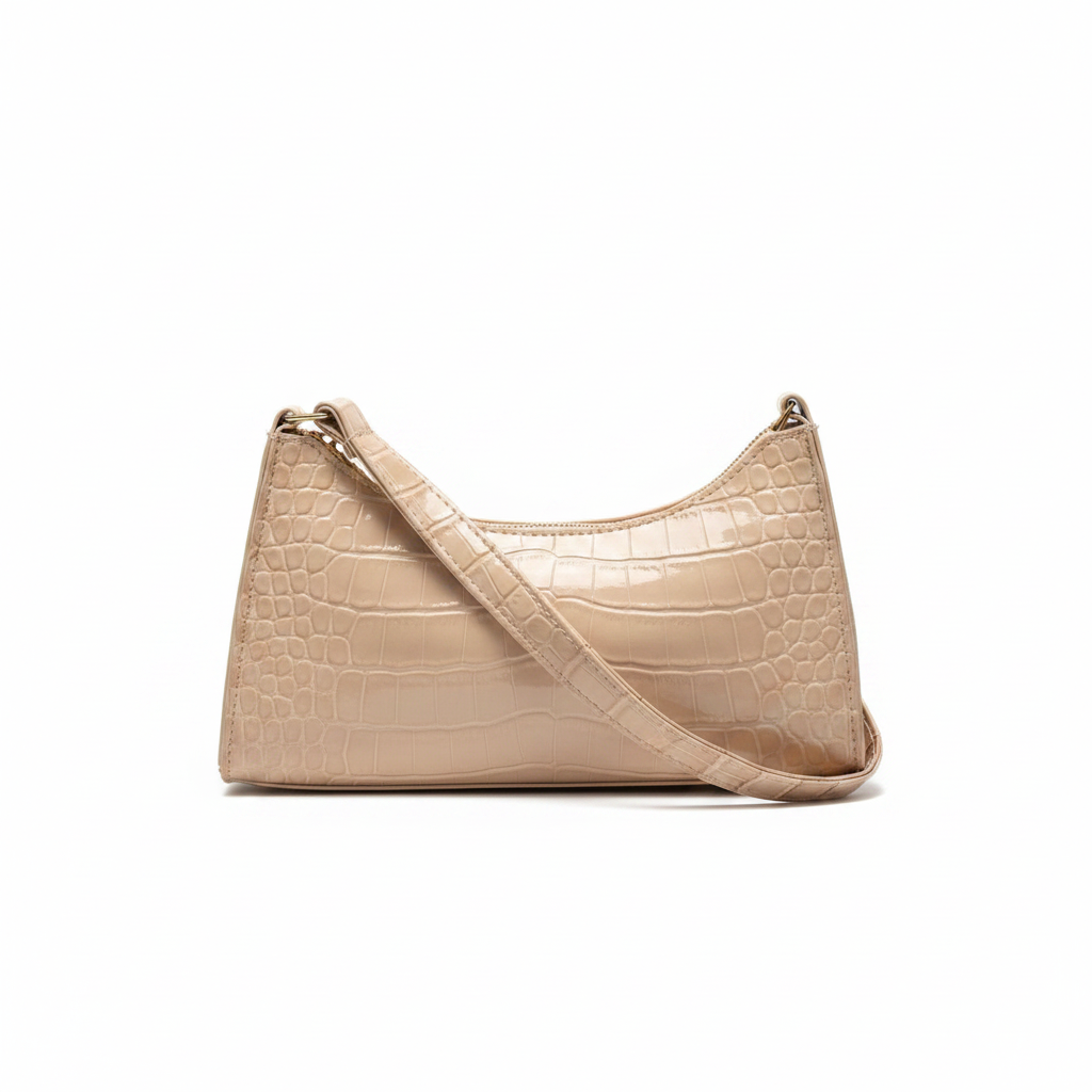 Retro Alligator Armpit Bag – Half Moon PU Leather Shoulder Bag for Women