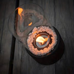 Classic Oil Lamp with Glass Chimney – Lumora Tabletop Flame Lamp in black in a living room