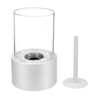 Classic Oil Lamp with Glass Chimney – Lumora Tabletop Flame Lamp in black in a living room