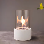 Classic Oil Lamp with Glass Chimney – Lumora Tabletop Flame Lamp in large in a home office