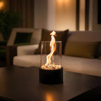 Classic Oil Lamp with Glass Chimney – Lumora Tabletop Flame Lamp in black