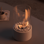 Classic Oil Lamp with Glass Chimney – Lumora Tabletop Flame Lamp in medium on a side table