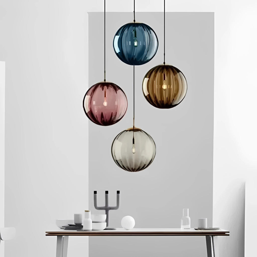 Contemporary LED Pendant Light - LumiWave in brown in an entryway