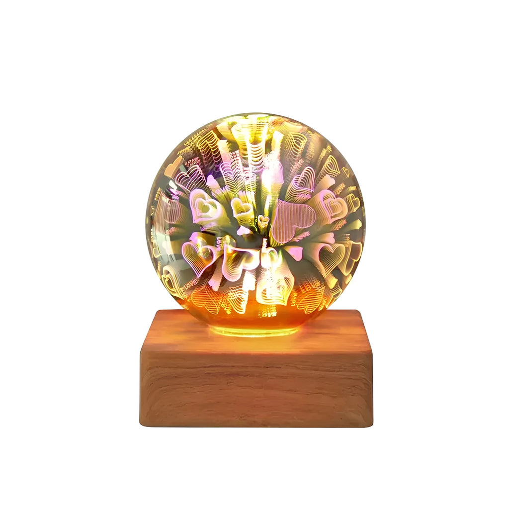3D Firework Crystal Ball Lamp – StarburstGlow LED Night Light in love on a nightstand