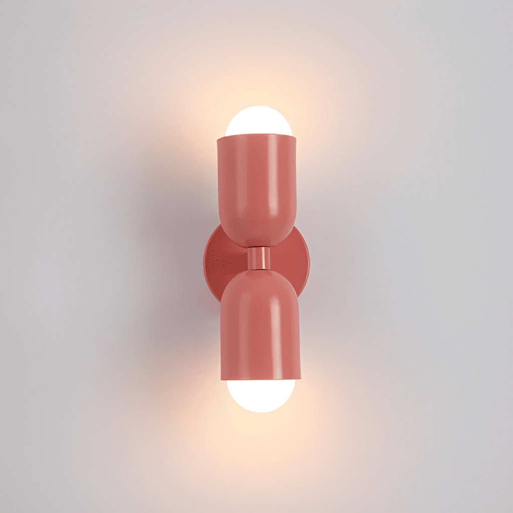 Colourful Up-Down Wall Lamp – Colorwave Double-Sided LED Sconce in pink-white in a living room
