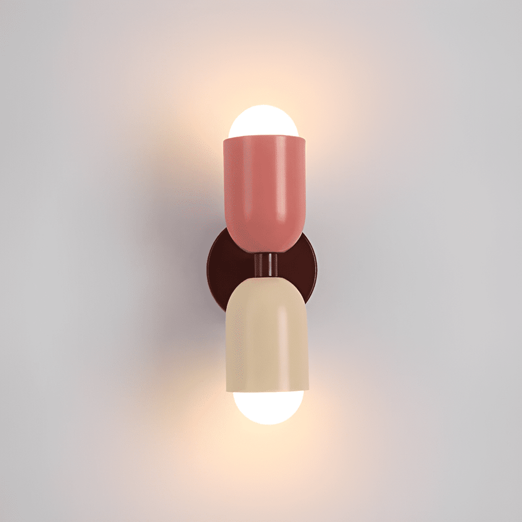 Colourful Up-Down Wall Lamp – Colorwave Double-Sided LED Sconce in beige by an entryway