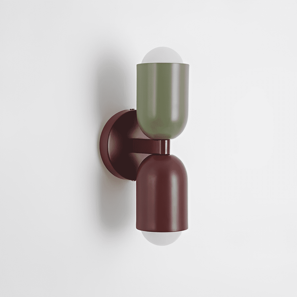 Colourful Up-Down Wall Lamp – Colorwave Double-Sided LED Sconce in red-pink in a hallway
