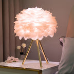 Feather Table Lamp – Pluma Dimmable Ambient Bedside Light in blue for a reading nook