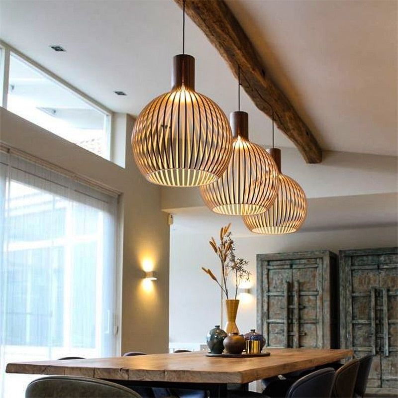 Handcrafted Wooden Pendant Light - RustikAura