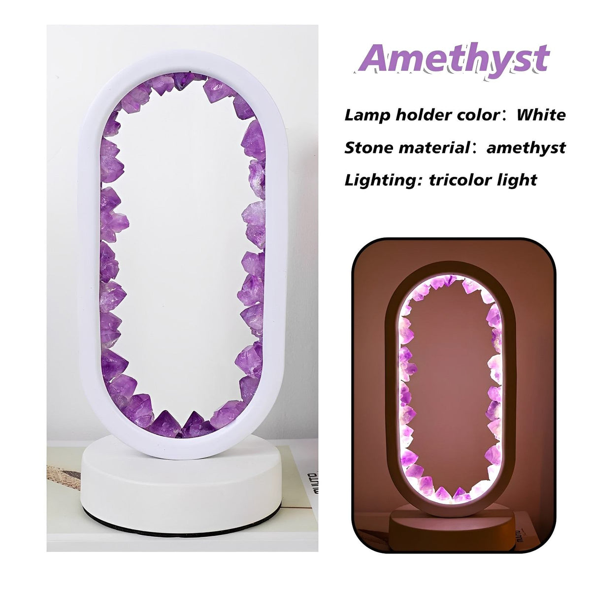 Handmade Amethyst Crystal Lamp – Serenith Natural Mood Light for a reading nook