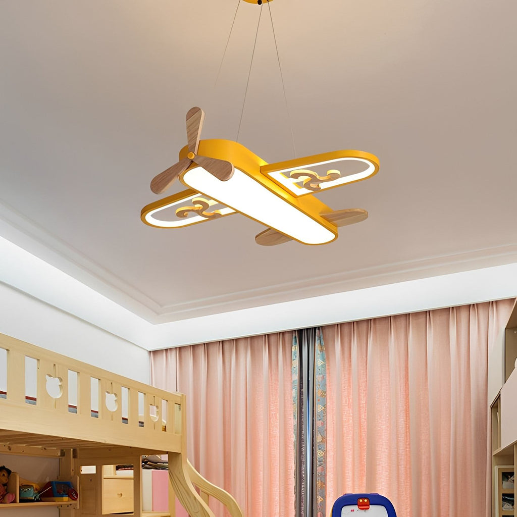 Airplane Pendant Light for Kids' Room – SkyFlyer LED Ceiling Lamp in warm in an entryway