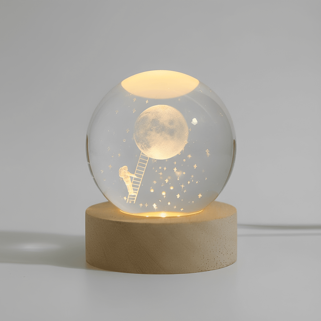 3D Engraved Galaxy Globe Lamp – StarLight LED Night Light in a hallway