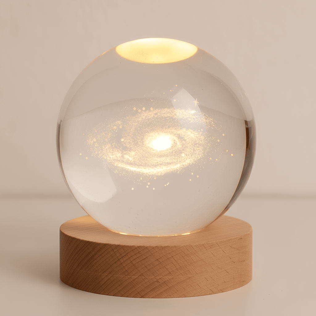 3D Engraved Galaxy Globe Lamp – StarLight LED Night Light in a hallway
