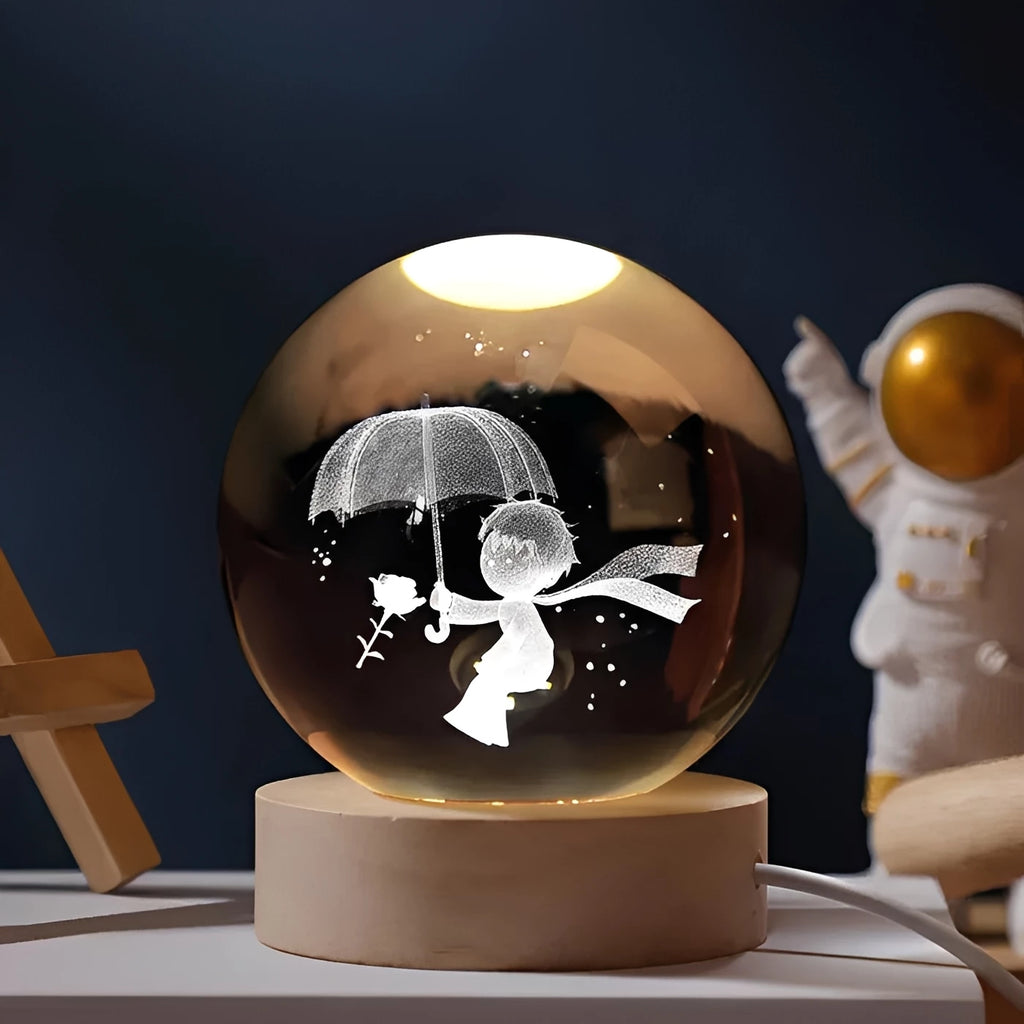 3D Engraved Galaxy Globe Lamp – StarLight LED Night Light in a nursery