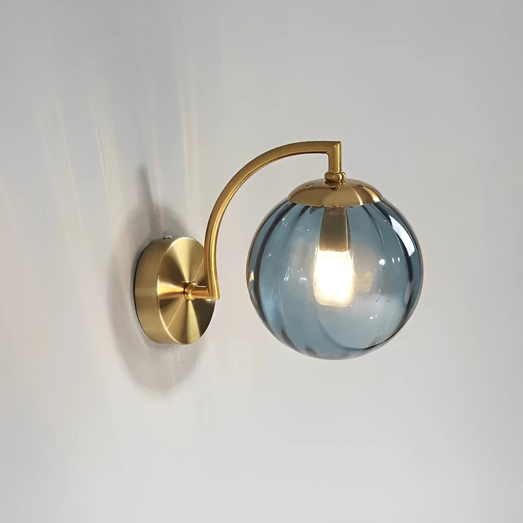 Coloured Glass Wall Lamp – CrystalGlow Modern LED Sconce in smoke grey in a hallway