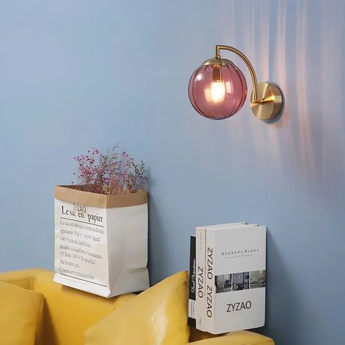 Coloured Glass Wall Lamp – CrystalGlow Modern LED Sconce in bordeaux red