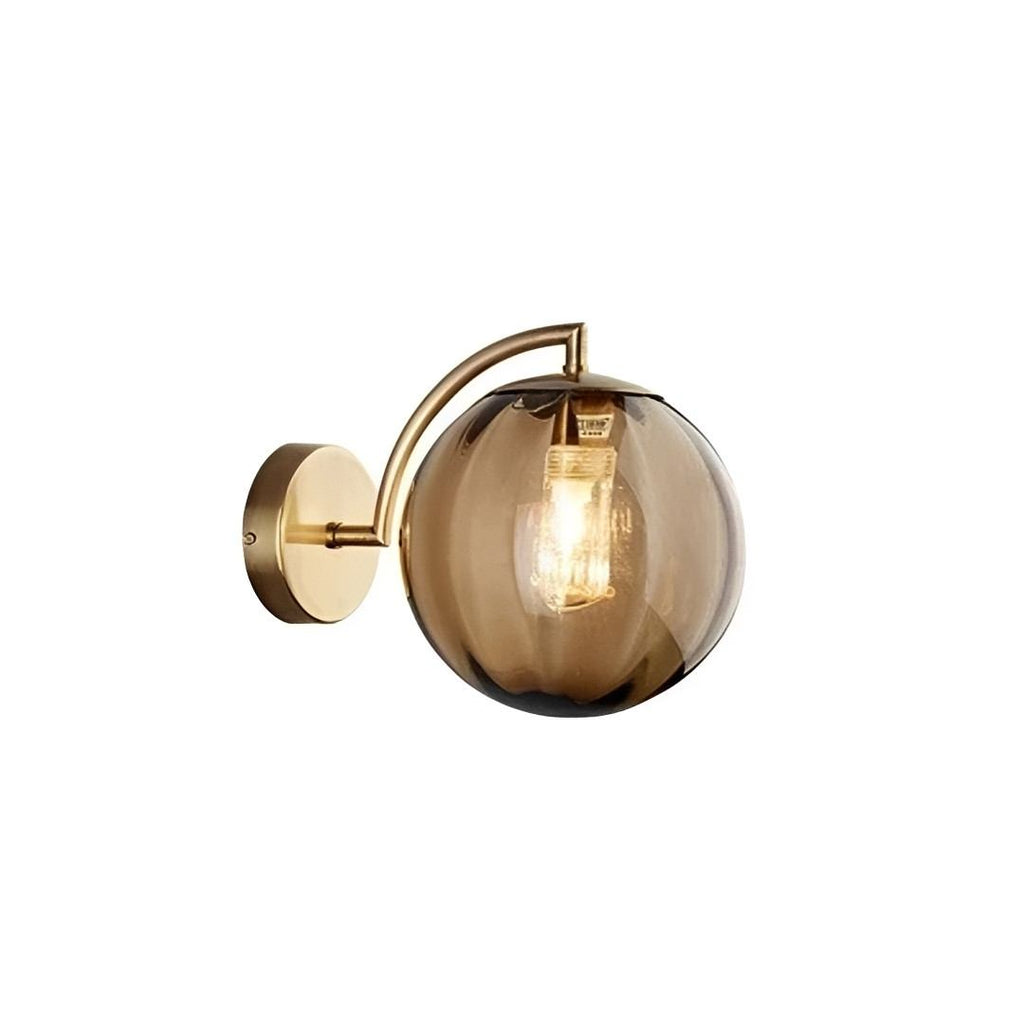 Coloured Glass Wall Lamp – CrystalGlow Modern LED Sconce in amber in a living room