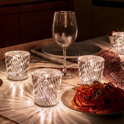 Diamond Crystal Table Lamp – Lumière Rechargeable LED Mood Light on a bedside table