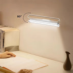 Foldable Magnetic Desk Lamp – FlexiGlow Touch-Dimmable LED in white magnetic base in a bedroom