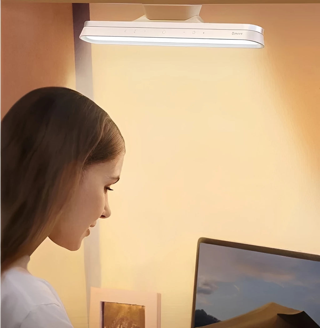 Foldable Magnetic Desk Lamp – FlexiGlow Touch-Dimmable LED in grey on a side table