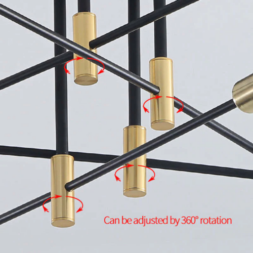 Modern Ceiling Light – Lumière Royale Black & Gold LED Chandelier in clear bulb - warm light in an entryway