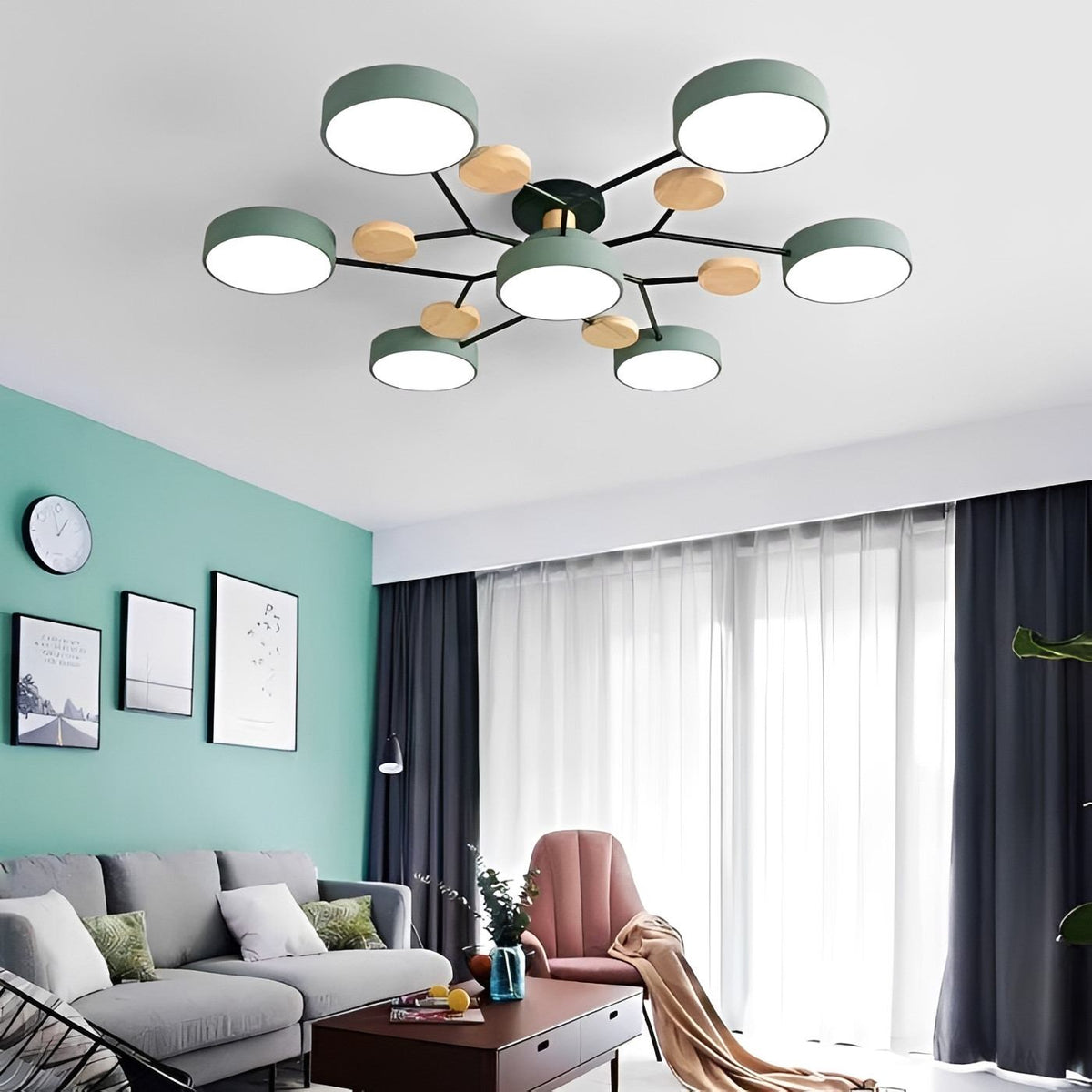NordicGlow Branched LED Ceiling Light in 6 heads in a bedroom