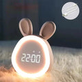 Rabbit-shaped children's alarm clock with LED night light - BunniGlow