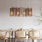 Retro Solid Wood Pendant Chandelier in light wood 60cm in an entryway