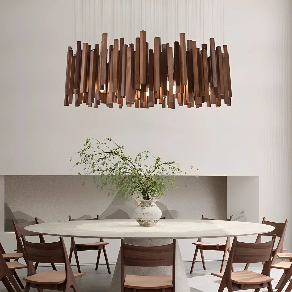 Retro Solid Wood Pendant Chandelier in dark wood 40cm