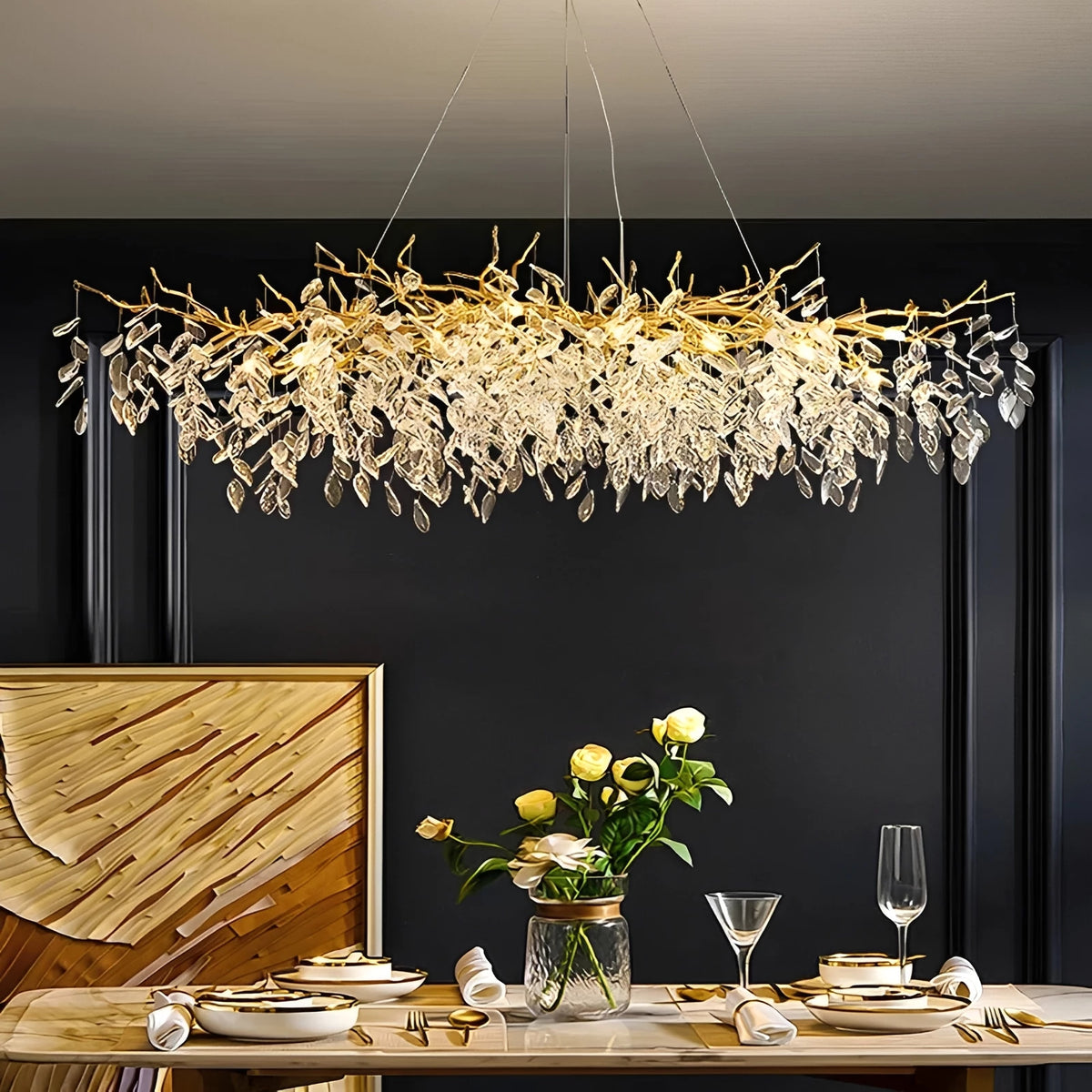 Luxury Gold Crystal LED Chandelier in long 120cm