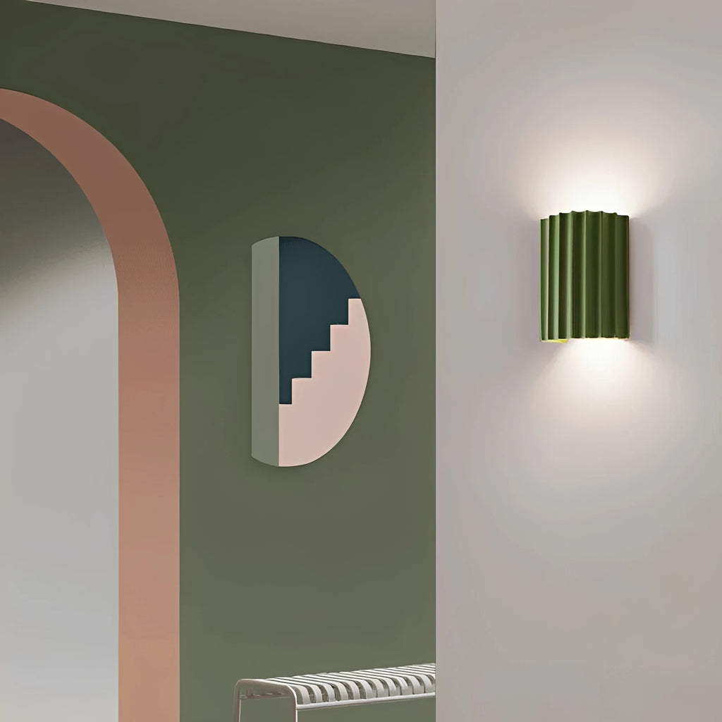 STYLISH RESIN WALL LAMPS - LUMIRESIN in grey along a hallway