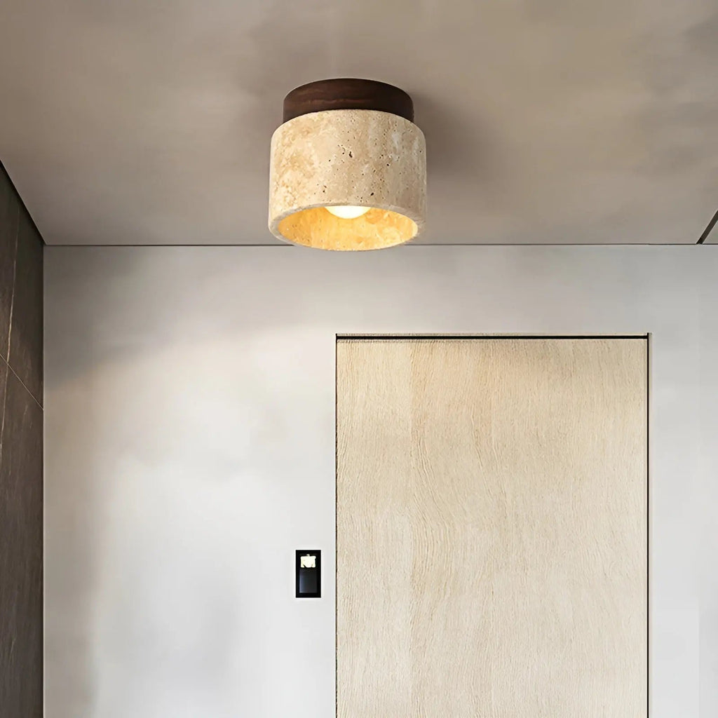 TravaGlow Rustic Travertine Ceiling Lamp