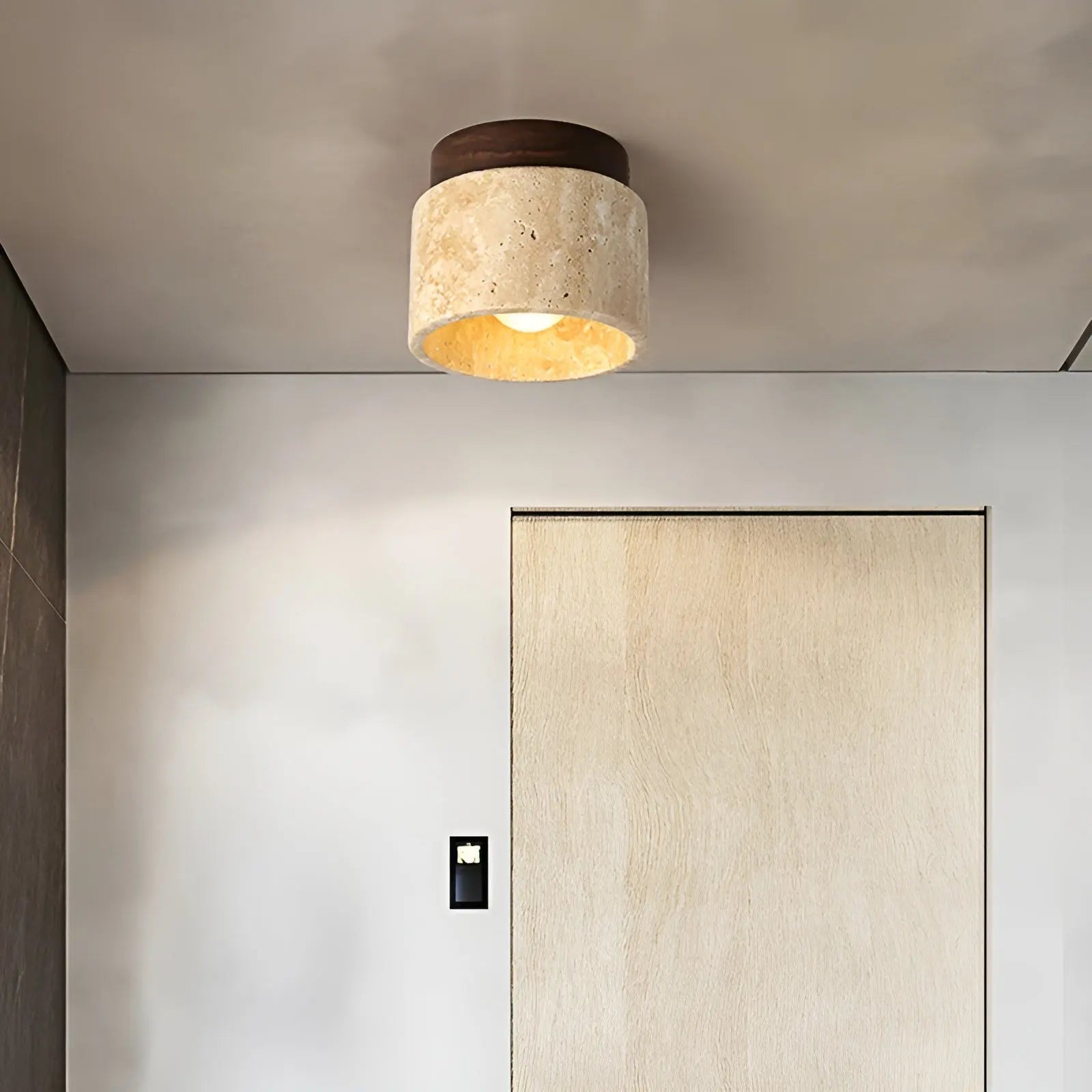 TravaGlow Rustic Travertine Ceiling Lamp