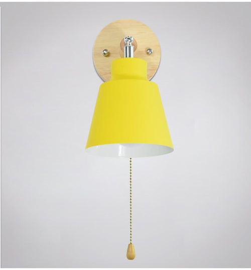 Wall Lamp with Pull Switch - TwistGlow in pink along a hallway