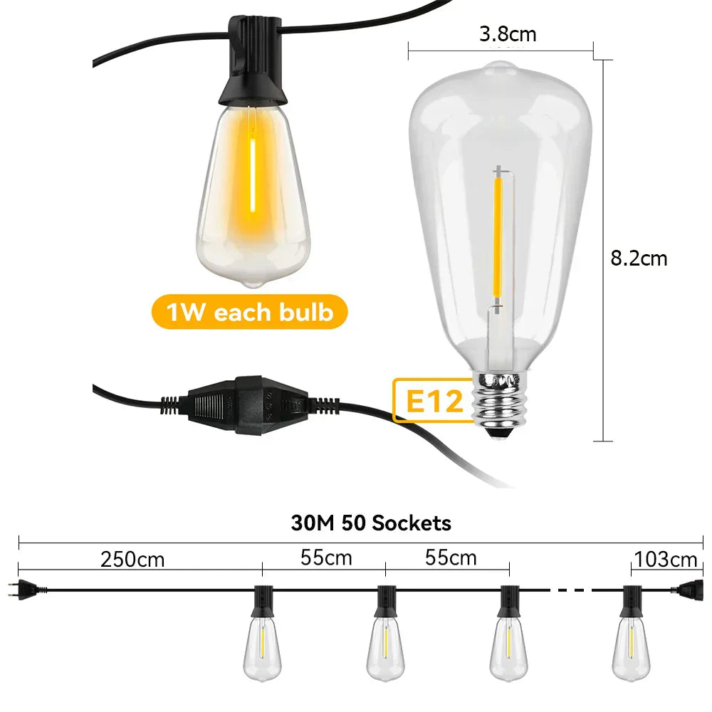 Waterproof LED Light String - LumiGlow