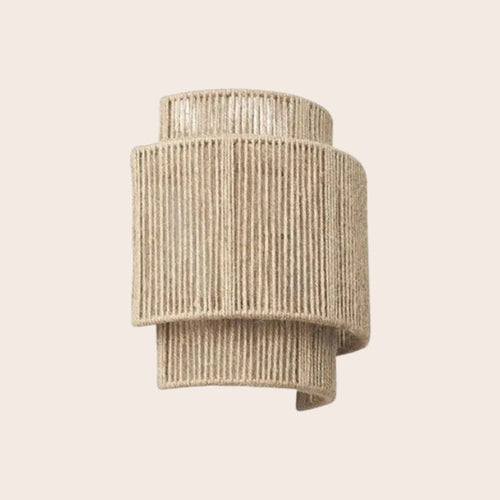 WeaveGlow Contemporary Rattan Woven Wall Lamp in beige