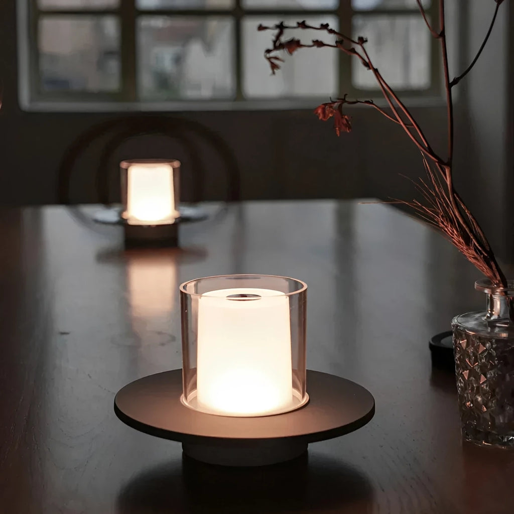 Cordless Flameless Candle Lamp – LumiFlame Gesture-Control LED Light in gold in a living room