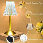 Crystal Wireless Table Lamp – GlamLight on a desk