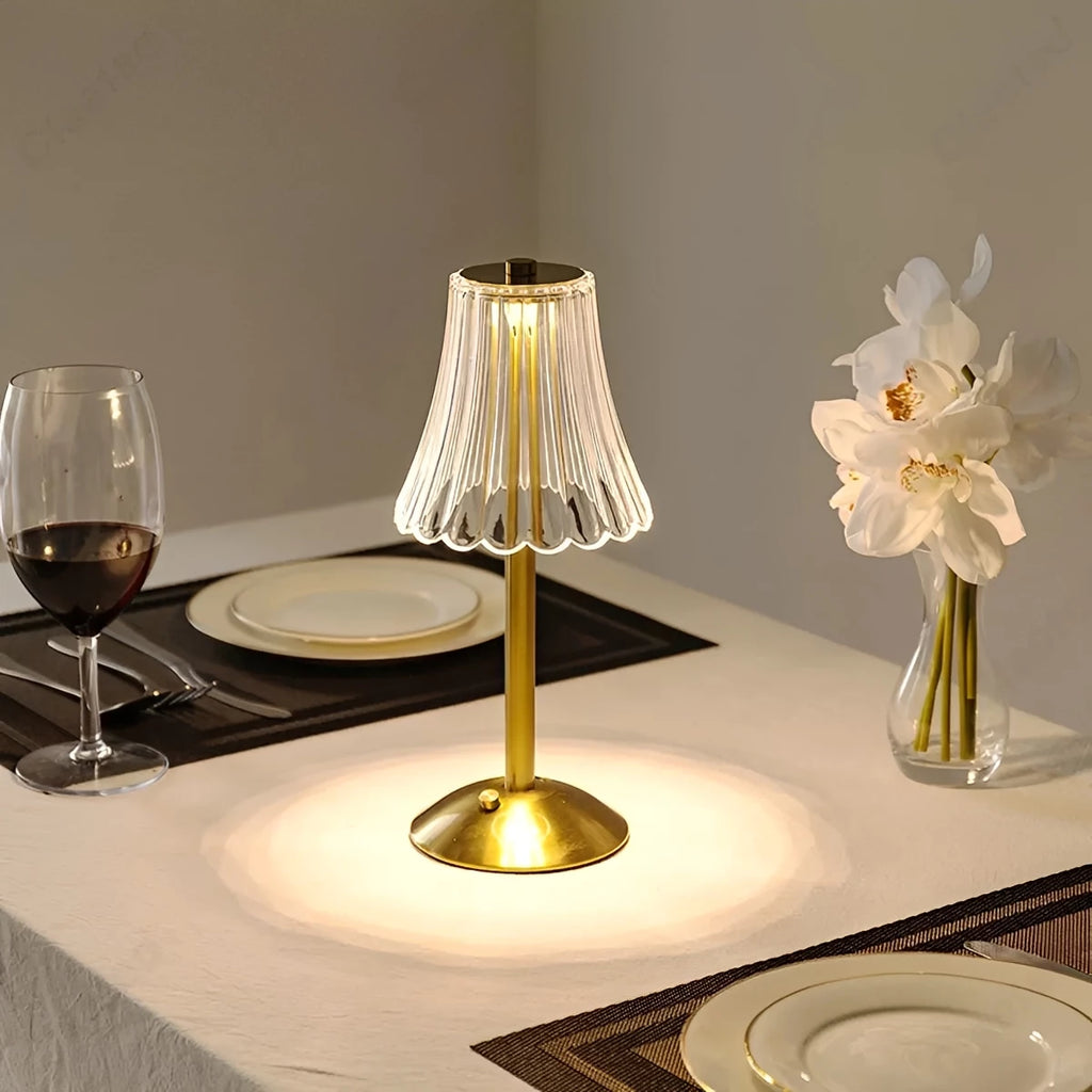 Crystal Wireless Table Lamp – GlamLight on a bedside table